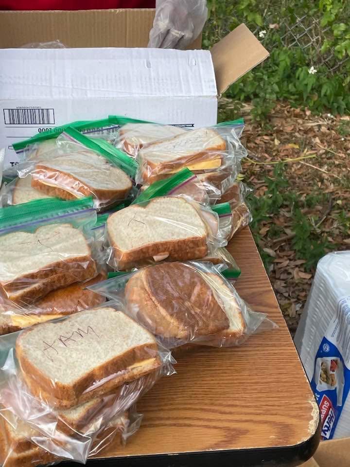 Sandwiches packed for neighbors in need